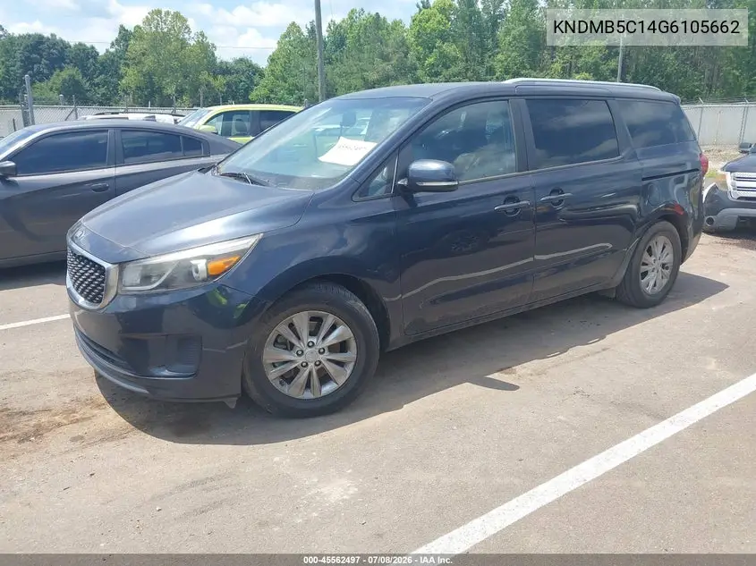 2016 Kia Sedona Lx VIN: KNDMB5C14G6105662 Lot: 45562497