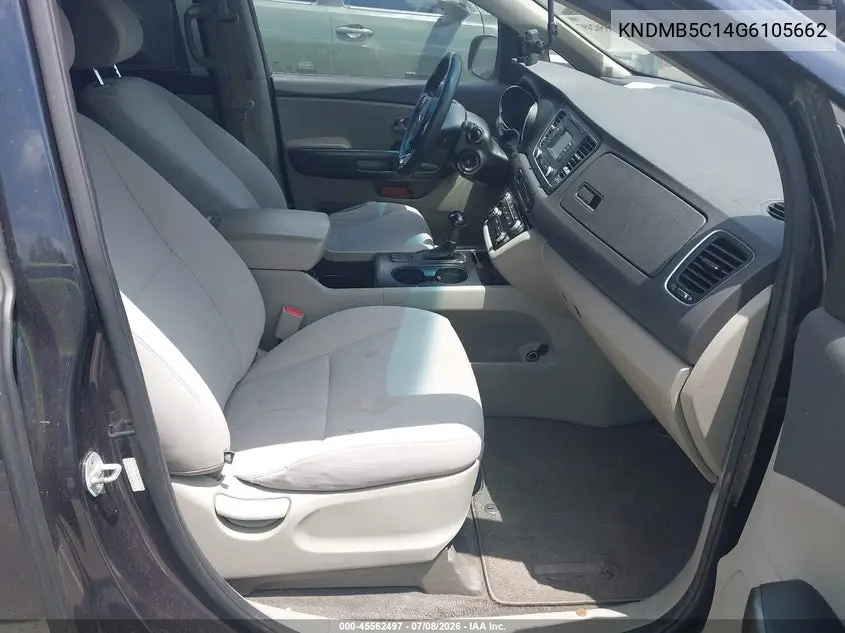 2016 Kia Sedona Lx VIN: KNDMB5C14G6105662 Lot: 45562497