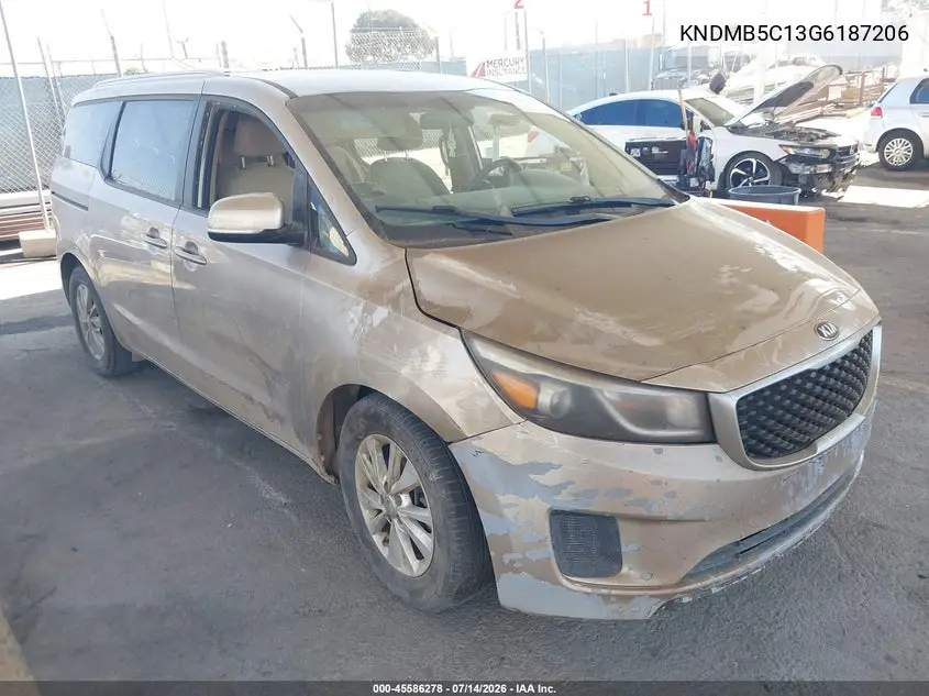 2016 Kia Sedona Lx VIN: KNDMB5C13G6187206 Lot: 45586278