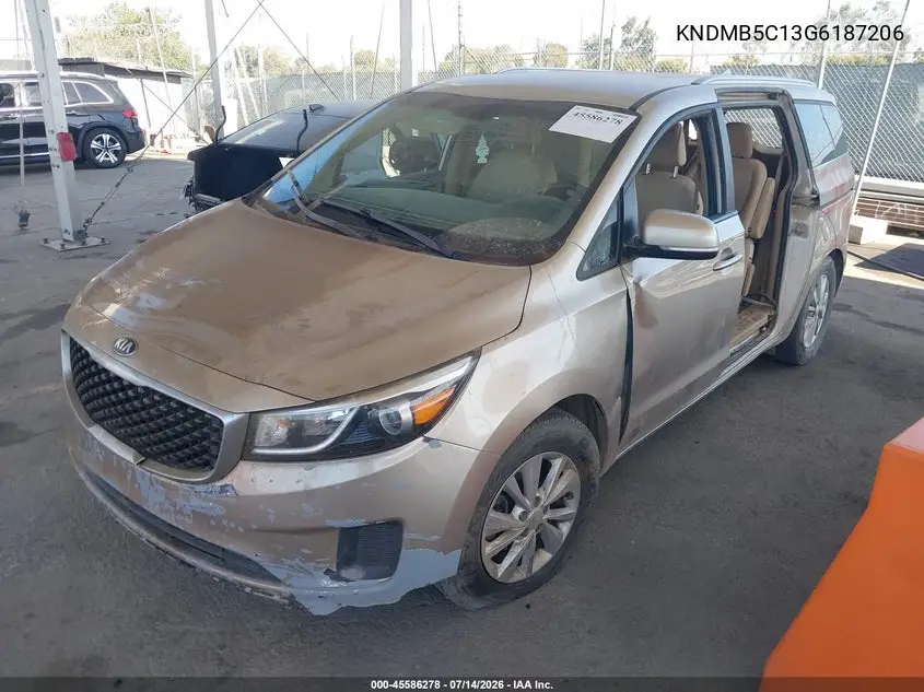 2016 Kia Sedona Lx VIN: KNDMB5C13G6187206 Lot: 45586278