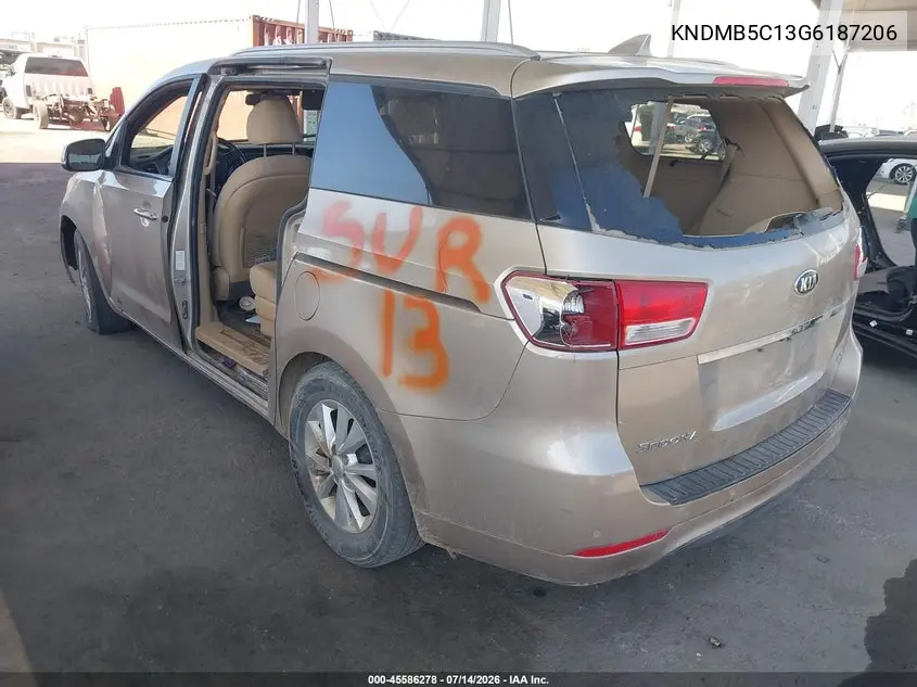 2016 Kia Sedona Lx VIN: KNDMB5C13G6187206 Lot: 45586278