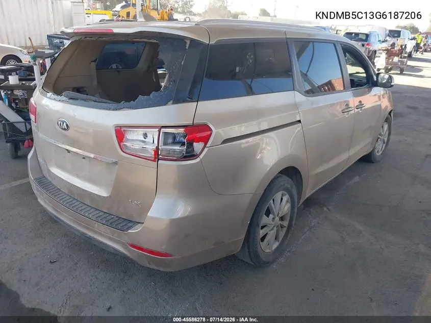 2016 Kia Sedona Lx VIN: KNDMB5C13G6187206 Lot: 45586278