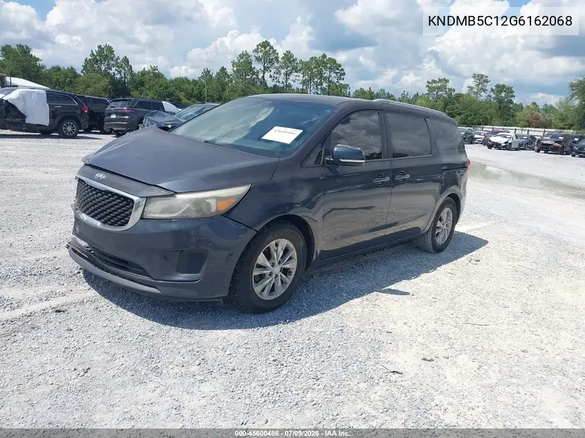 2016 Kia Sedona Lx VIN: KNDMB5C12G6162068 Lot: 45600486
