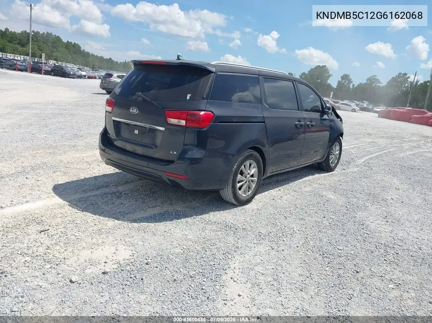 2016 Kia Sedona Lx VIN: KNDMB5C12G6162068 Lot: 45600486