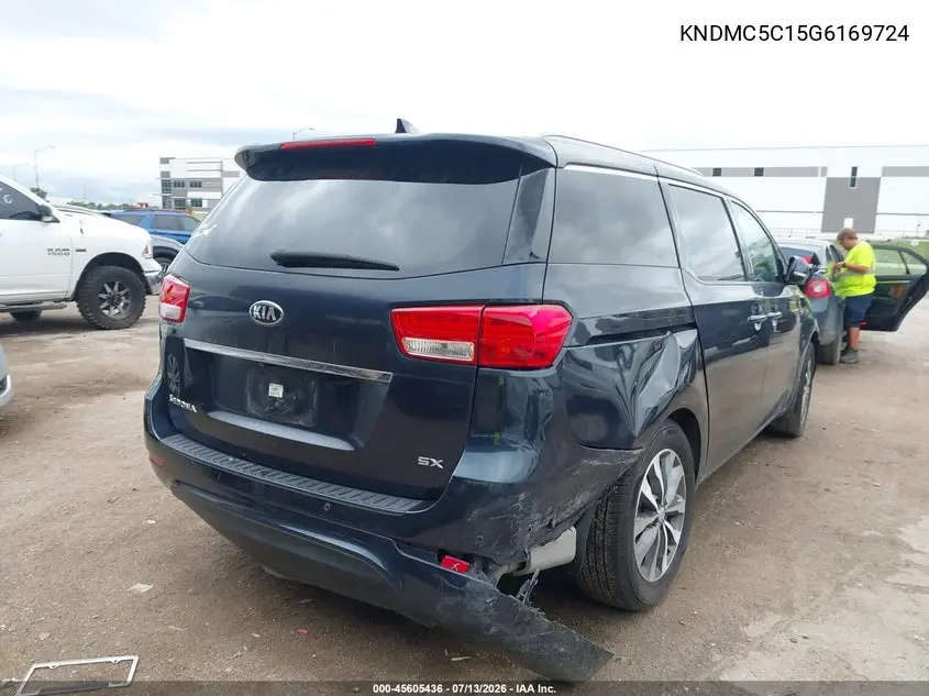 2016 Kia Sedona Sx VIN: KNDMC5C15G6169724 Lot: 45605436