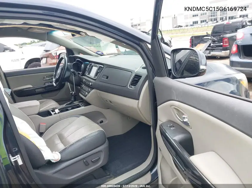 2016 Kia Sedona Sx VIN: KNDMC5C15G6169724 Lot: 45605436