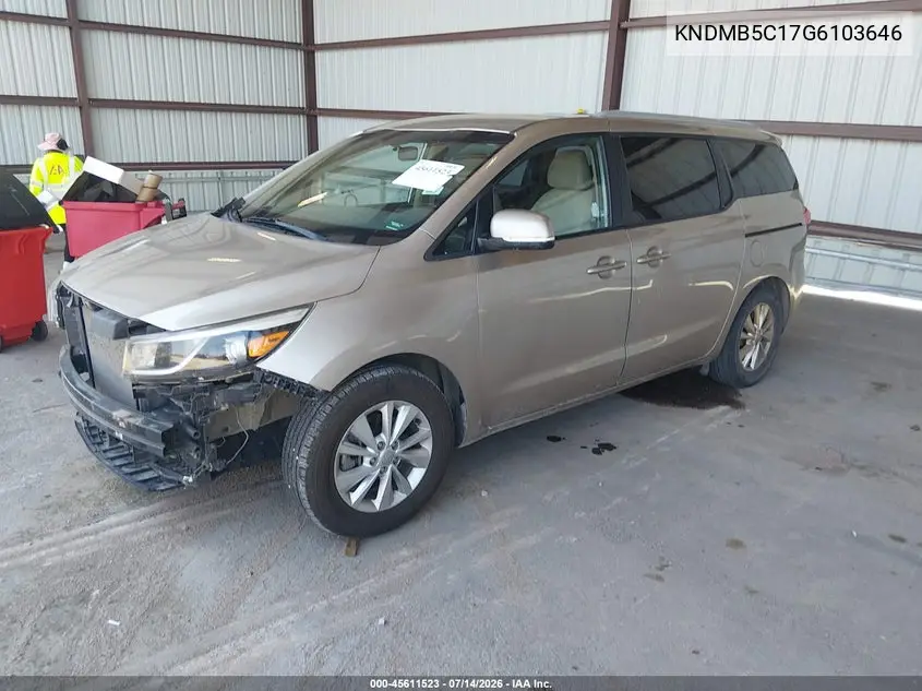 2016 Kia Sedona Lx VIN: KNDMB5C17G6103646 Lot: 45611523