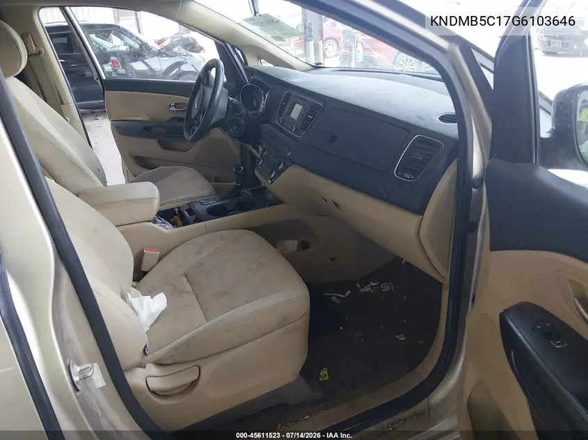 2016 Kia Sedona Lx VIN: KNDMB5C17G6103646 Lot: 45611523