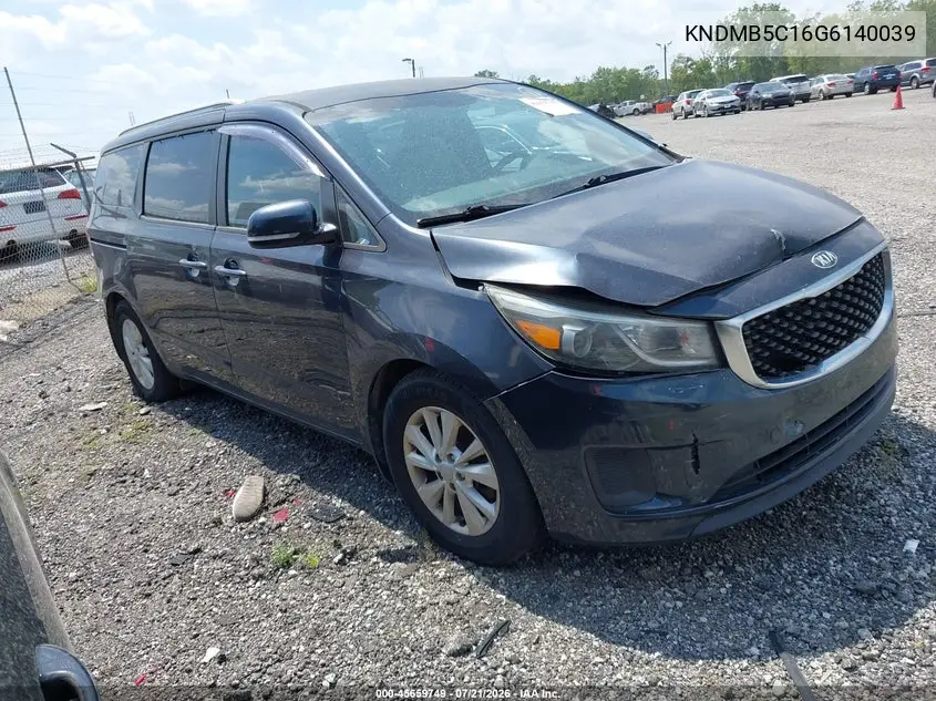 2016 Kia Sedona Lx VIN: KNDMB5C16G6140039 Lot: 45659749