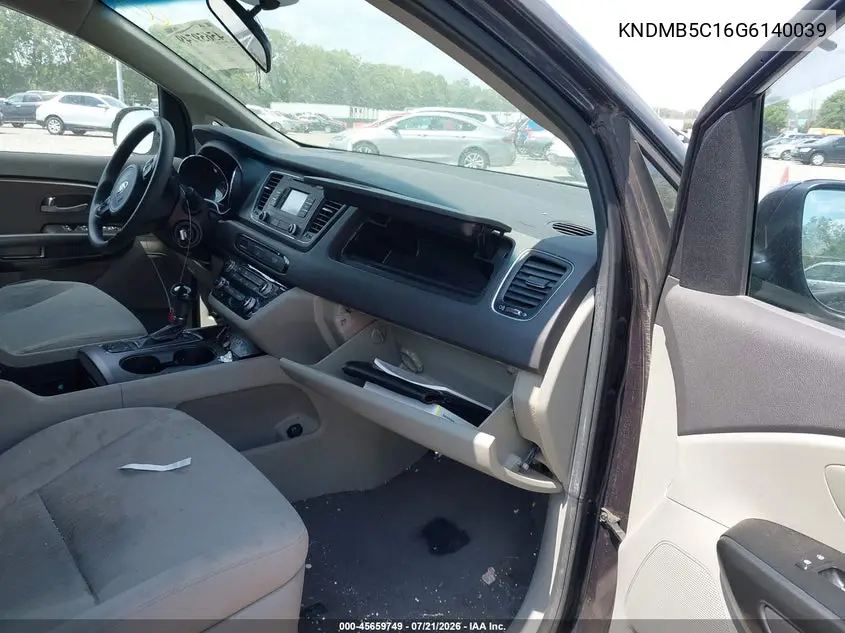 2016 Kia Sedona Lx VIN: KNDMB5C16G6140039 Lot: 45659749