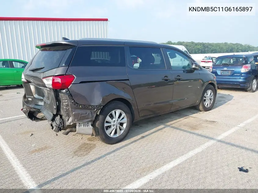 2016 Kia Sedona Lx VIN: KNDMB5C11G6165897 Lot: 45670085