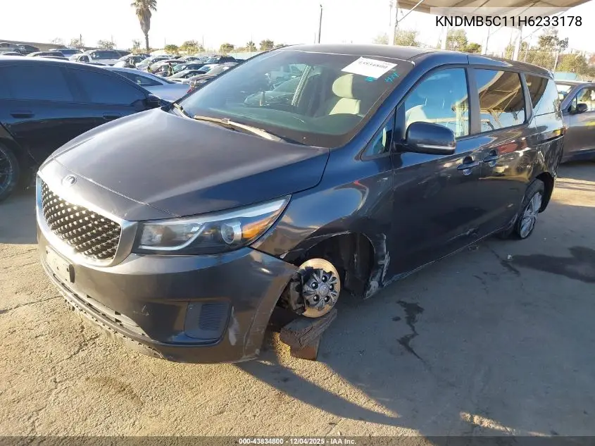 KNDMB5C11H6233178 2017 Kia Sedona Lx