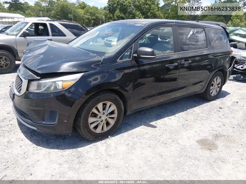 2017 Kia Sedona Lx VIN: KNDMB5C16H6233838 Lot: 45335573