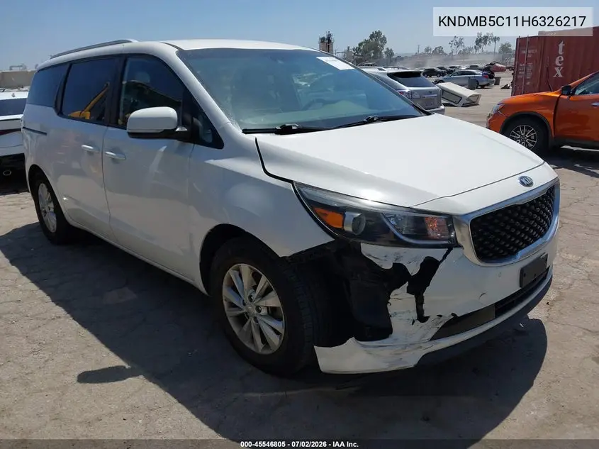 2017 Kia Sedona Lx VIN: KNDMB5C11H6326217 Lot: 45546805