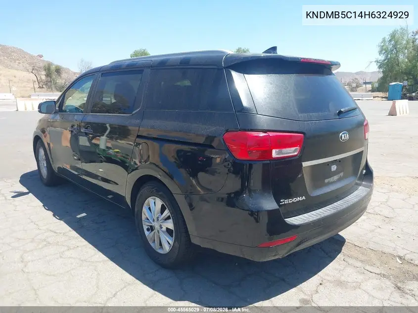 2017 Kia Sedona Lx VIN: KNDMB5C14H6324929 Lot: 45565029