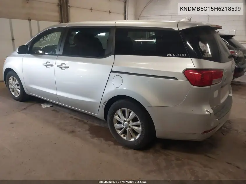 2017 Kia Sedona Lx VIN: KNDMB5C15H6218599 Lot: 45568170