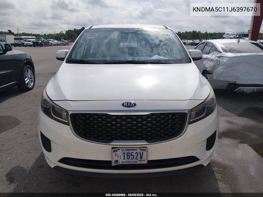 2018 Kia Sedona L VIN: KNDMA5C11J6397670 Lot: 45321464