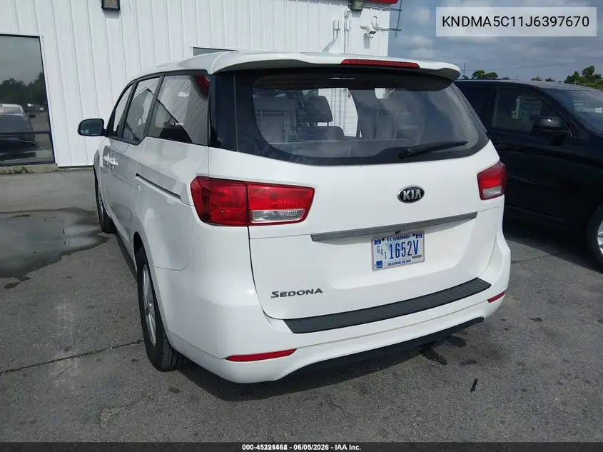 2018 Kia Sedona L VIN: KNDMA5C11J6397670 Lot: 45321464