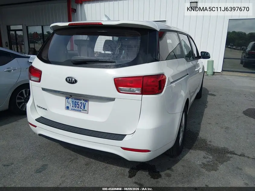 2018 Kia Sedona L VIN: KNDMA5C11J6397670 Lot: 45321464