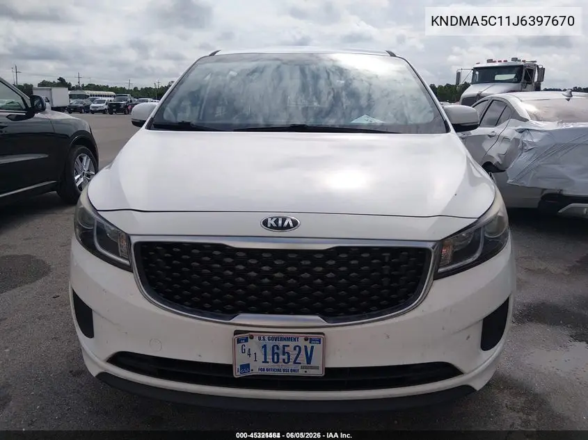 2018 Kia Sedona L VIN: KNDMA5C11J6397670 Lot: 45321464