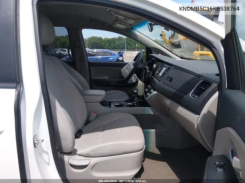 2019 Kia Sedona Lx VIN: KNDMB5C16K6538764 Lot: 45332034