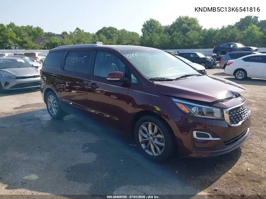 2019 Kia Sedona Ex VIN: KNDMB5C13K6541816 Lot: 45489105
