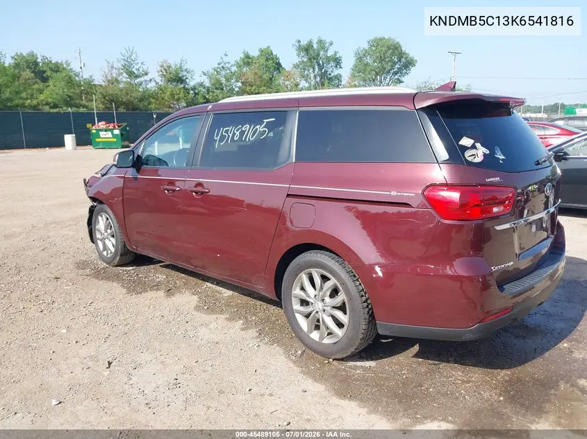 2019 Kia Sedona Ex VIN: KNDMB5C13K6541816 Lot: 45489105