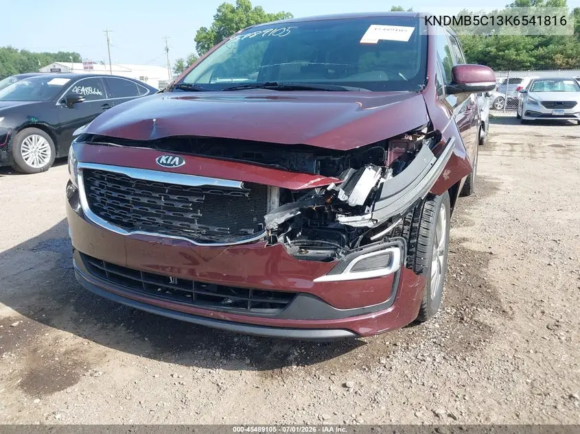 2019 Kia Sedona Ex VIN: KNDMB5C13K6541816 Lot: 45489105