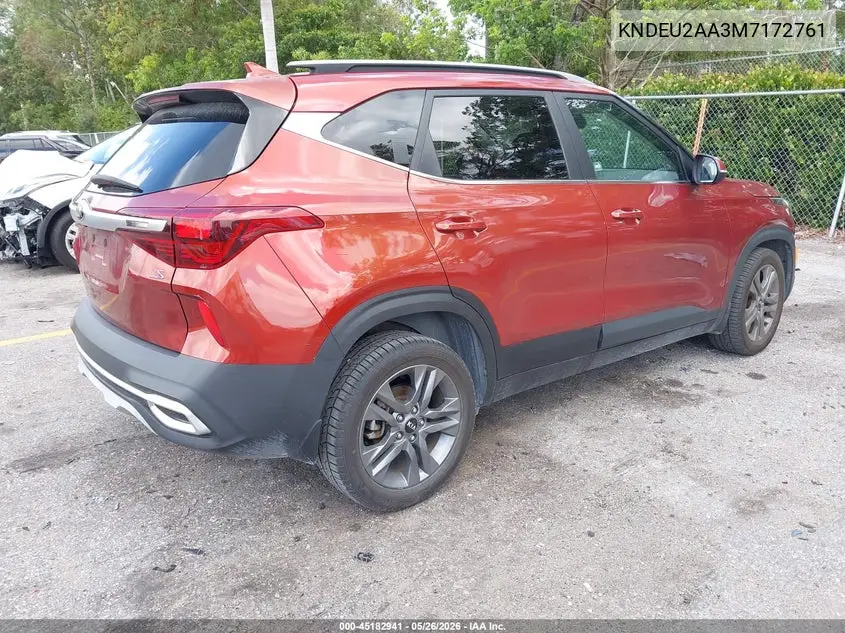 2021 Kia Seltos S VIN: KNDEU2AA3M7172761 Lot: 45182941