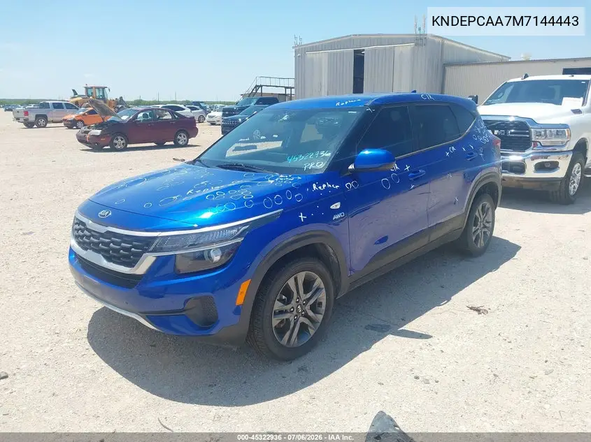 2021 Kia Seltos Lx VIN: KNDEPCAA7M7144443 Lot: 45322936