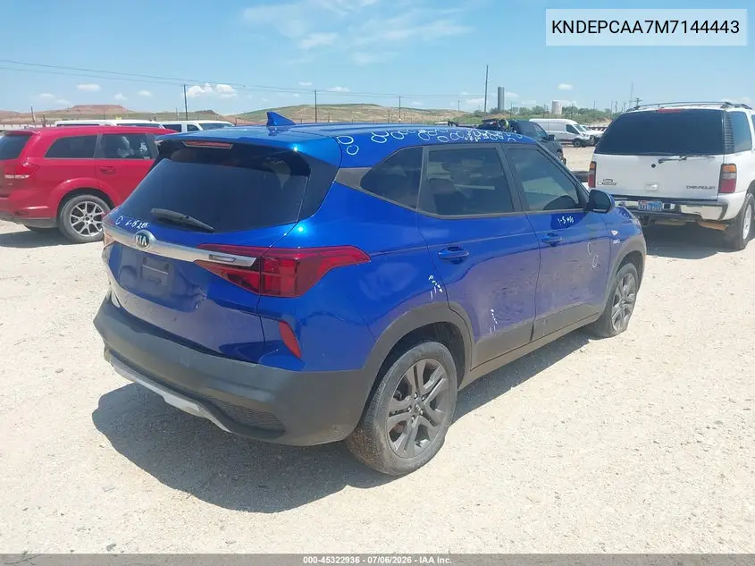 2021 Kia Seltos Lx VIN: KNDEPCAA7M7144443 Lot: 45322936