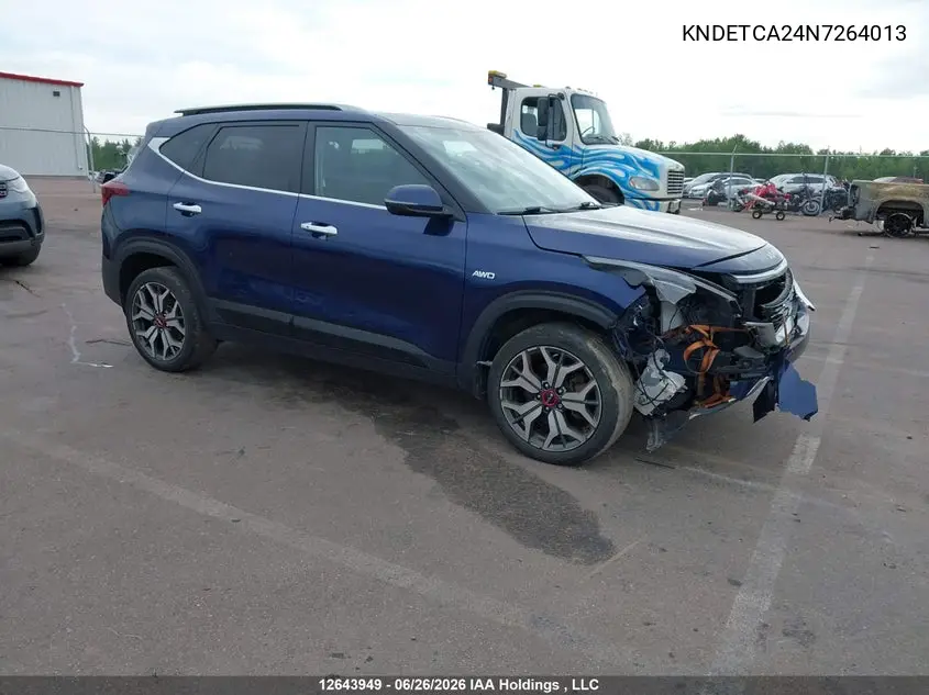2022 Kia Seltos Sx Turbo W/Black Interior/Sx Turbo W/Burgundy Interior VIN: KNDETCA24N7264013 Lot: 12643949