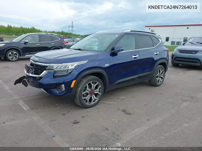 2022 Kia Seltos Sx Turbo W/Black Interior/Sx Turbo W/Burgundy Interior VIN: KNDETCA24N7264013 Lot: 12643949
