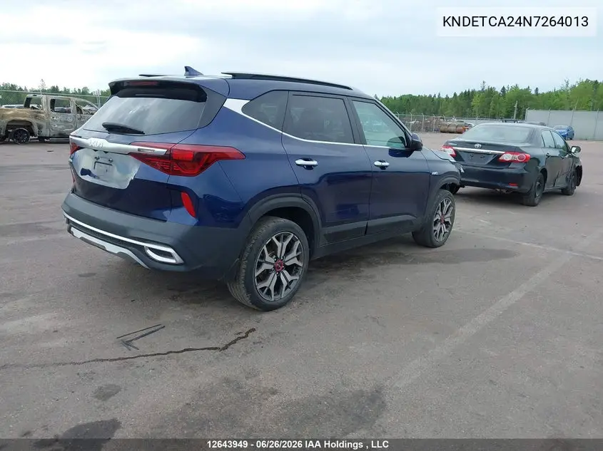2022 Kia Seltos Sx Turbo W/Black Interior/Sx Turbo W/Burgundy Interior VIN: KNDETCA24N7264013 Lot: 12643949
