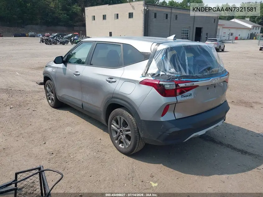 2022 Kia Seltos Lx VIN: KNDEPCAA4N7321581 Lot: 45496627