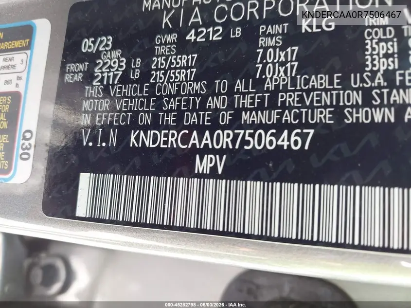 2024 Kia Seltos Ex VIN: KNDERCAA0R7506467 Lot: 45282798