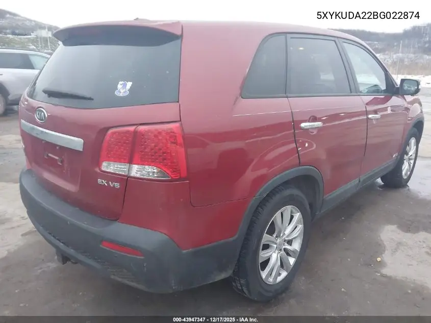 5XYKUDA22BG022874 2011 Kia Sorento Ex V6
