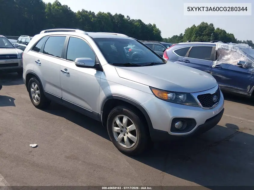 2012 Kia Sorento Lx VIN: 5XYKT3A60CG280344 Lot: 45658183