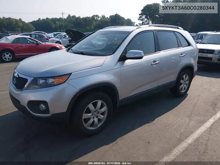2012 Kia Sorento Lx VIN: 5XYKT3A60CG280344 Lot: 45658183