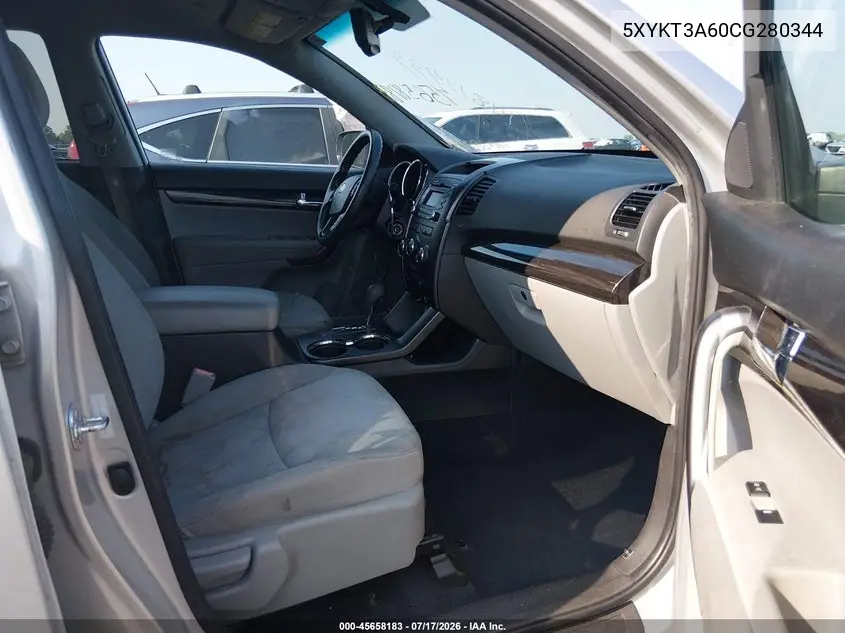 2012 Kia Sorento Lx VIN: 5XYKT3A60CG280344 Lot: 45658183