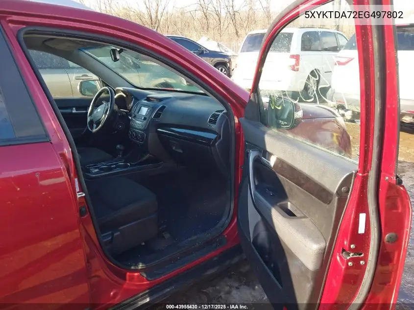 5XYKTDA72EG497802 2014 Kia Sorento Lx V6