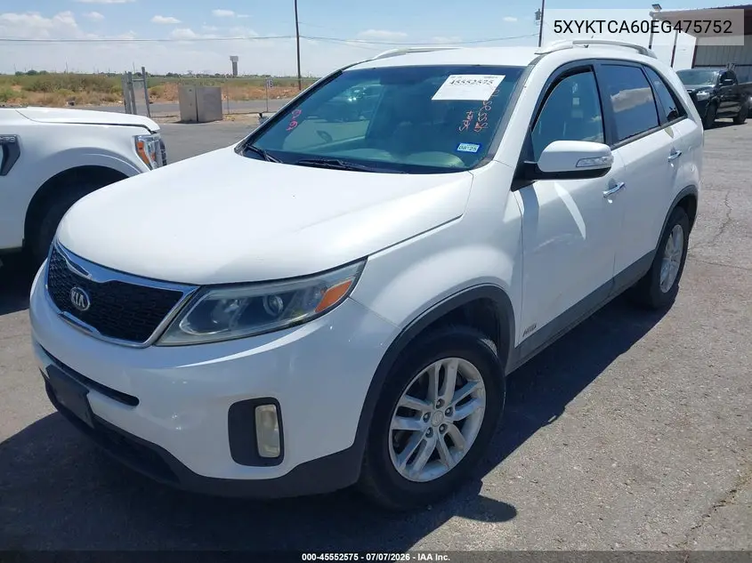 2014 Kia Sorento Lx VIN: 5XYKTCA60EG475752 Lot: 45552575
