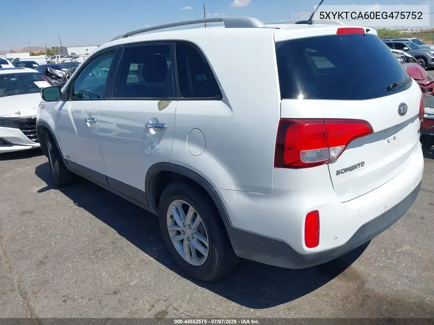 2014 Kia Sorento Lx VIN: 5XYKTCA60EG475752 Lot: 45552575