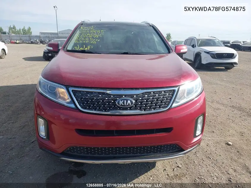 2015 Kia Sorento Sx VIN: 5XYKWDA78FG574875 Lot: 12658885