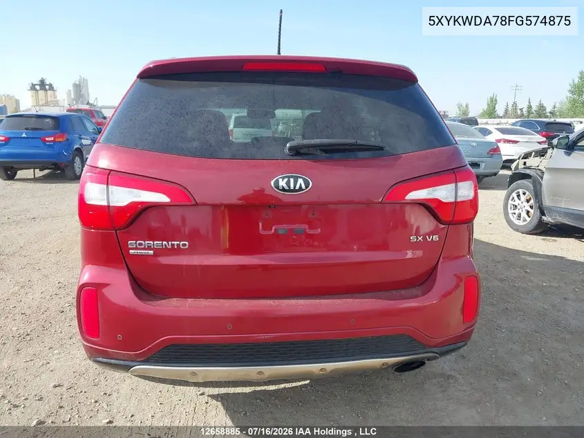 2015 Kia Sorento Sx VIN: 5XYKWDA78FG574875 Lot: 12658885