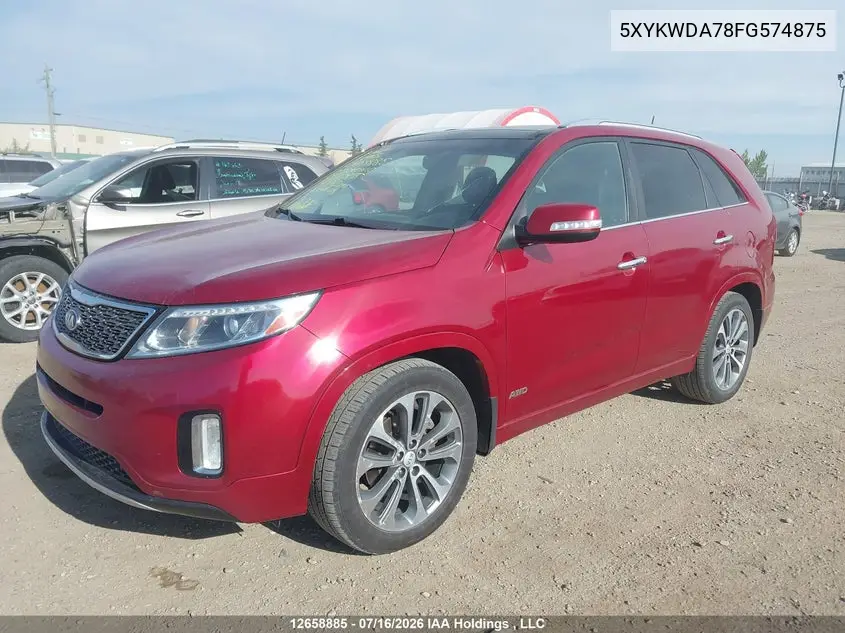 2015 Kia Sorento Sx VIN: 5XYKWDA78FG574875 Lot: 12658885