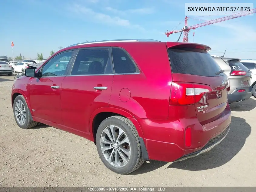 2015 Kia Sorento Sx VIN: 5XYKWDA78FG574875 Lot: 12658885