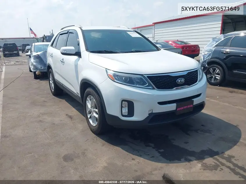 2015 Kia Sorento Lx VIN: 5XYKTCA63FG571649 Lot: 45642338