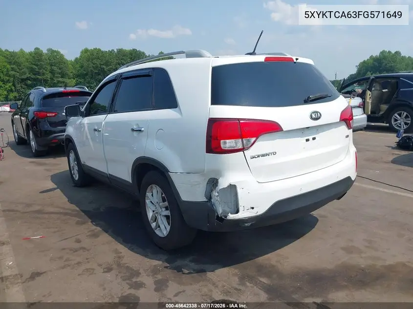 2015 Kia Sorento Lx VIN: 5XYKTCA63FG571649 Lot: 45642338