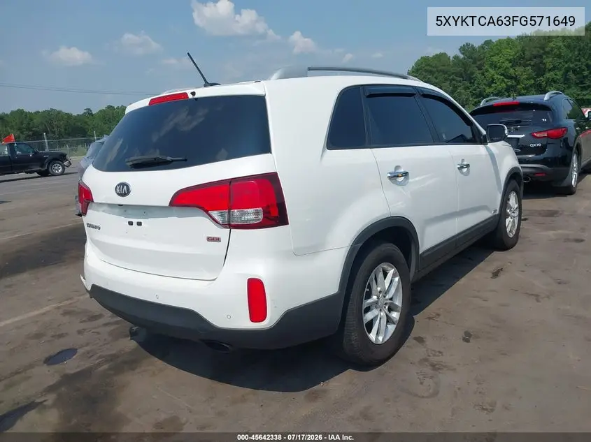 2015 Kia Sorento Lx VIN: 5XYKTCA63FG571649 Lot: 45642338